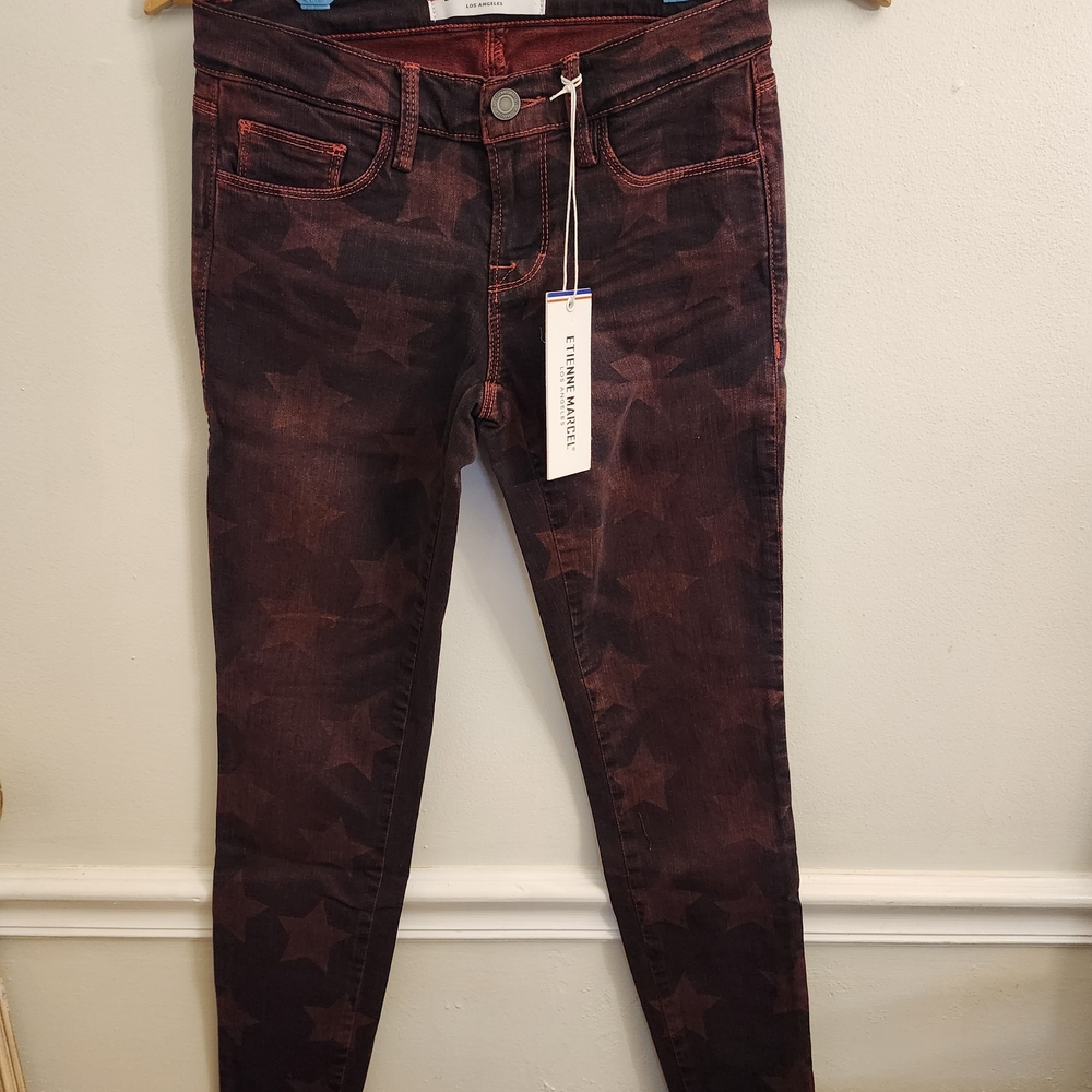 Etienne Marcel Size 25 Star Patterned Red Jeans